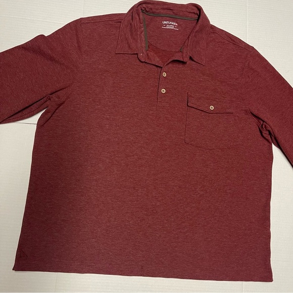 UNTUCKit Men's Matthieu Long Sleeve Polo Shirt Berry Size 2XL casual office - Picture 7 of 10